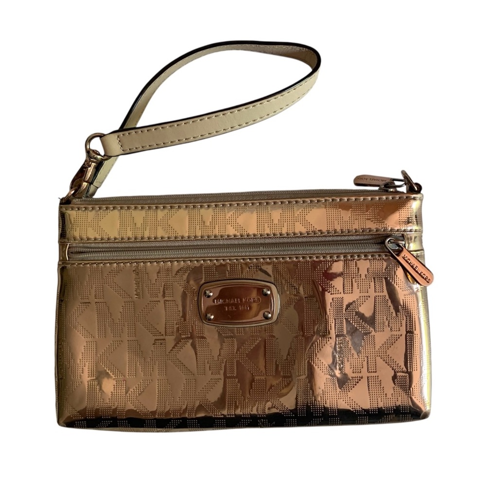 Michael Kors Metallic Rose Gold Clutch Wristlet